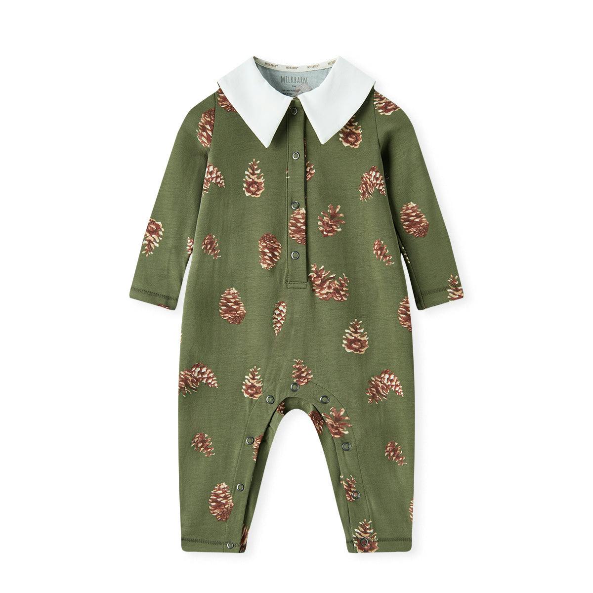 Pinecone Cotton Stretch Collar Long Sleeve Jumpsuit
