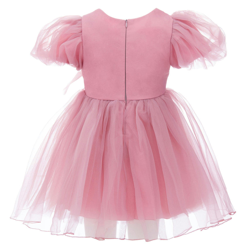 Pink Raspberry Bow Organza Dress