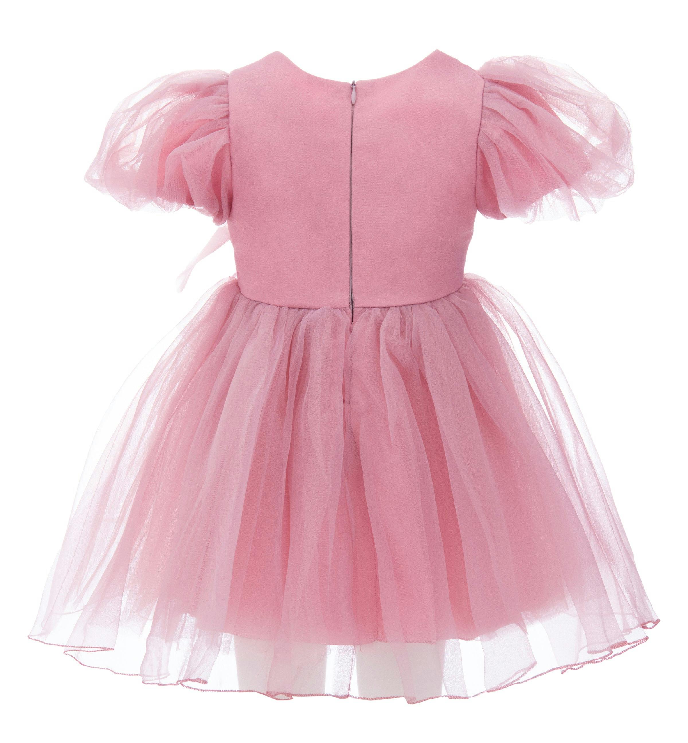 Pink Raspberry Bow Organza Dress