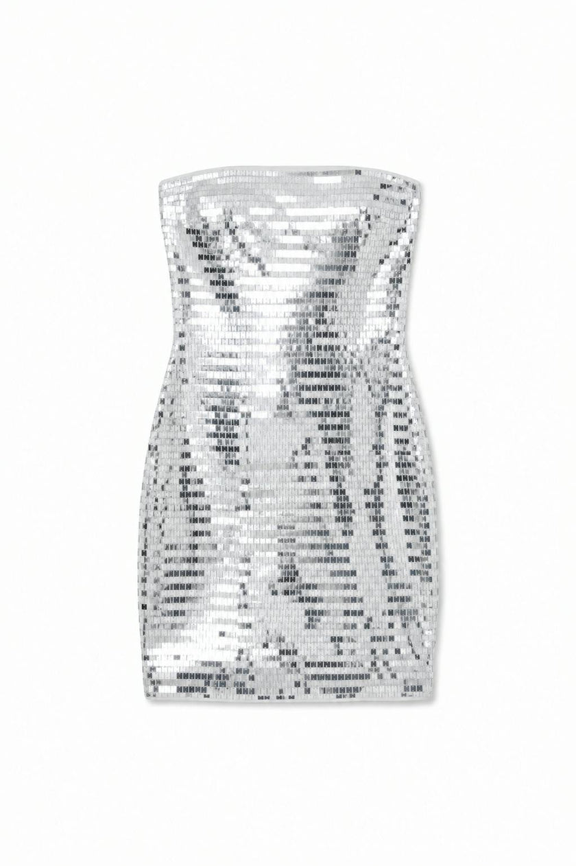 Sam Silver Rectangular Sequin Dress