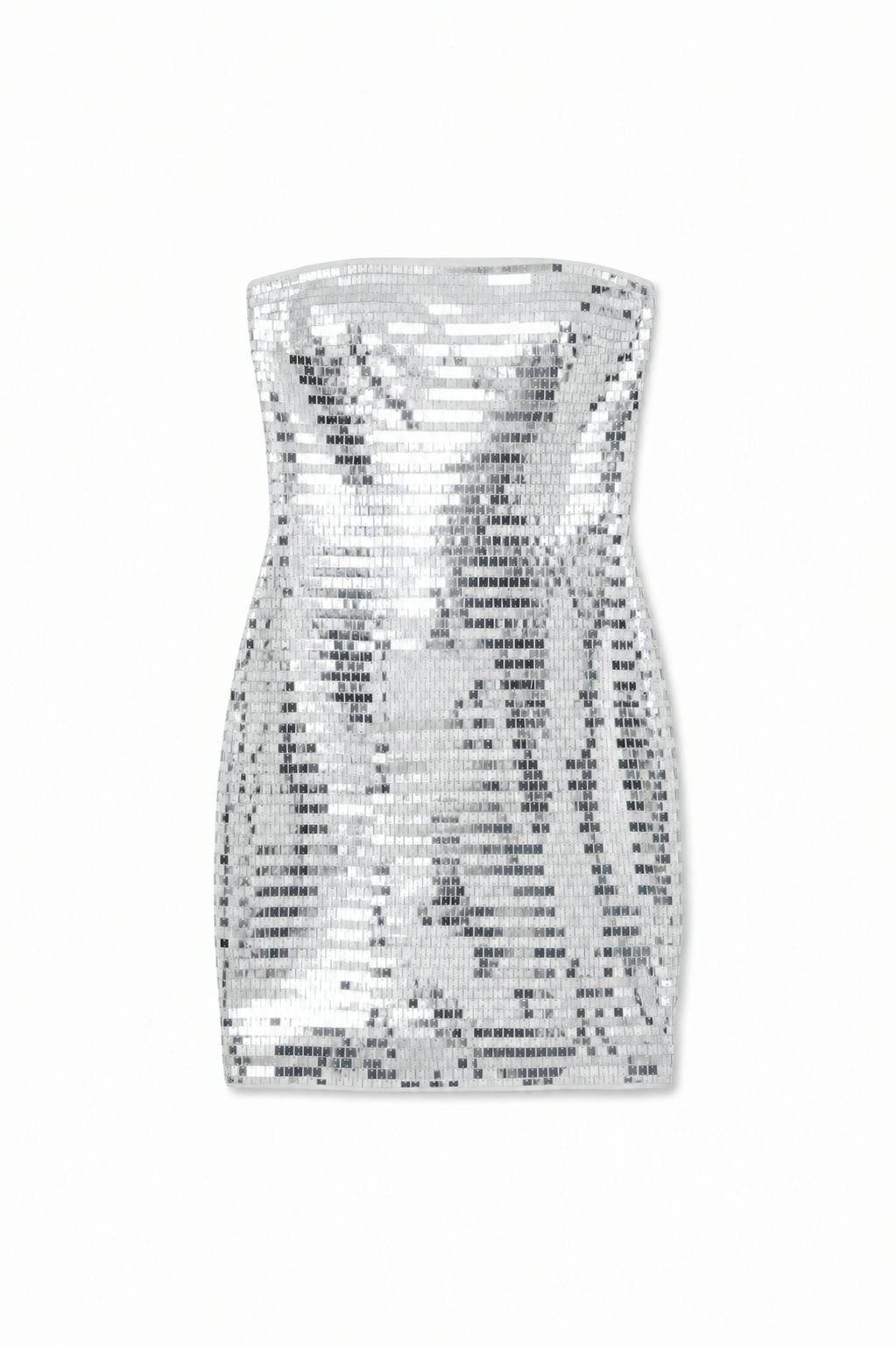 Sam Silver Rectangular Sequin Dress