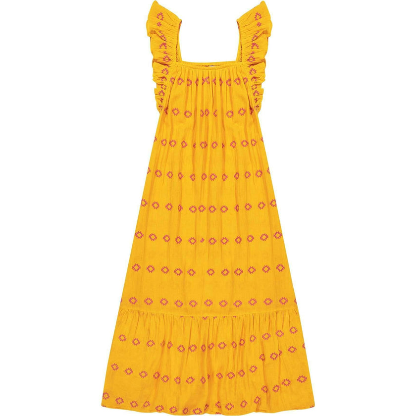 Women's Eva Ruffle Embroidered Sundress, Yellow