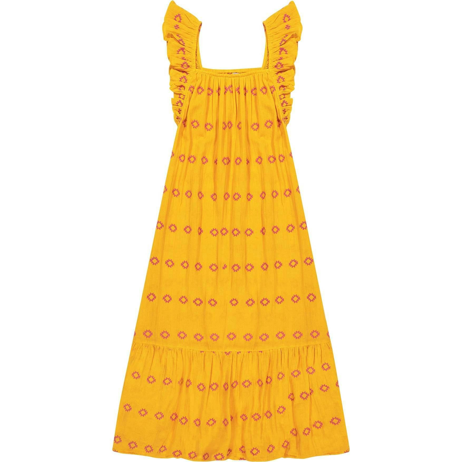 Women's Eva Ruffle Embroidered Sundress, Yellow