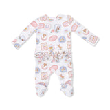 Rodeo Patches Pink - 2 Way Ruffle Back Zipper Footie