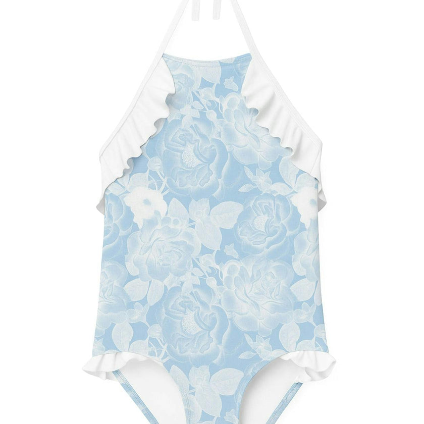 Ruffle Shoulder Tie-Neck Swimsuit