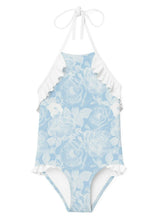 Ruffle Shoulder Tie-Neck Swimsuit