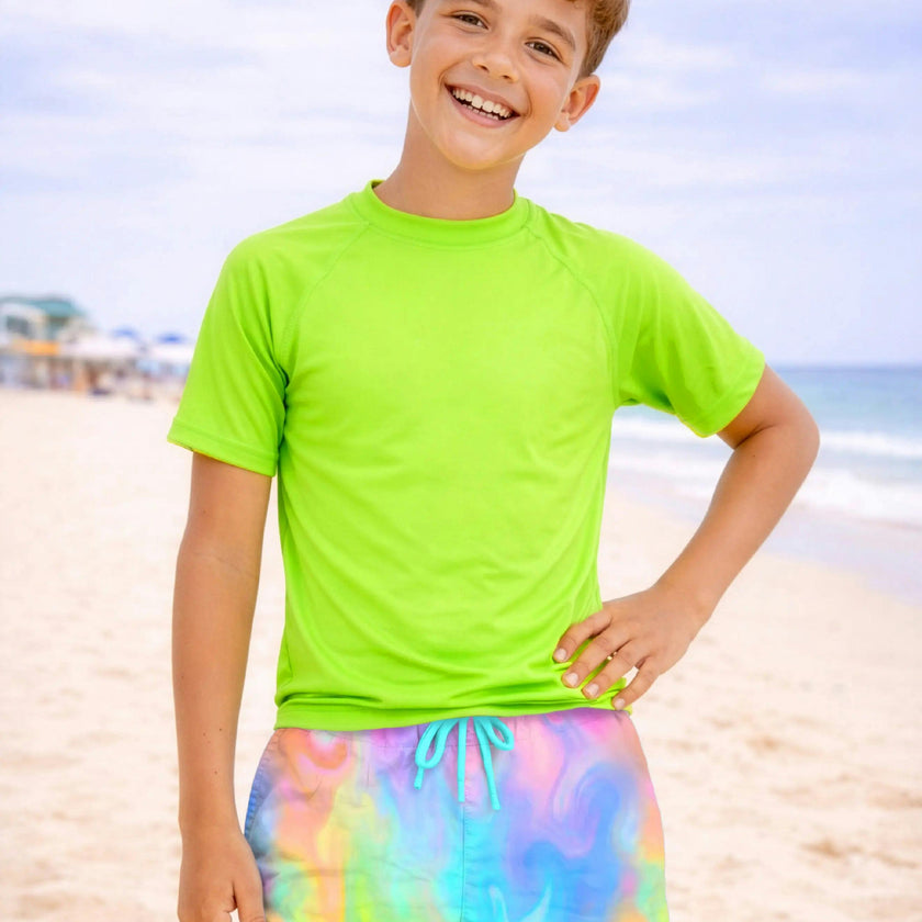 Zuma Boys Neon Lime Short Sleeve Rashguard