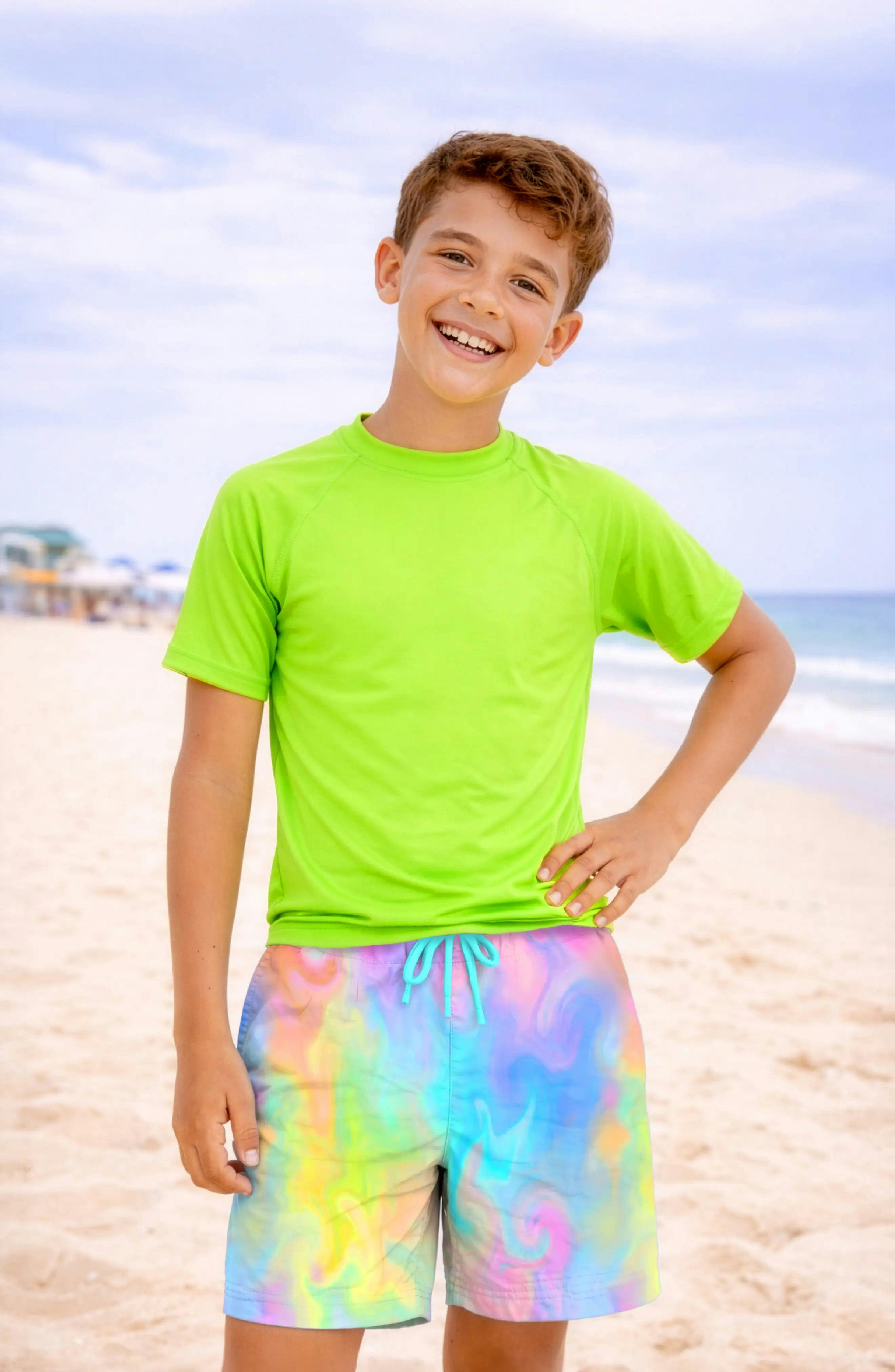 Zuma Boys Neon Lime Short Sleeve Rashguard