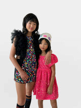 Margot Sequin Velour Short Flared Sleeve Dress