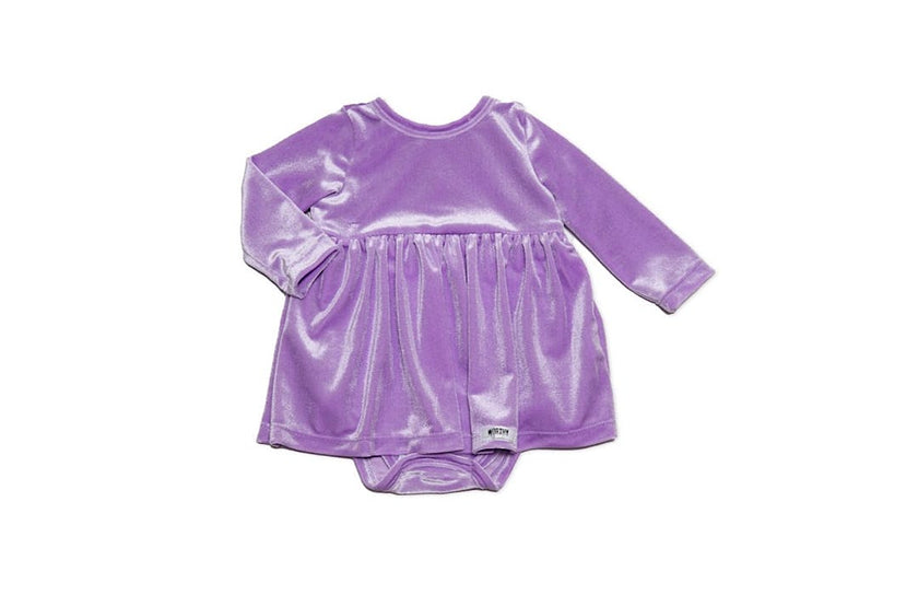 Long Sleeve Bubble Romper in Lavender Velvet