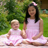 Bow Smocked Striped Dress and Bloomers