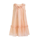 Peach Mariselle Floral Ruffle Dress
