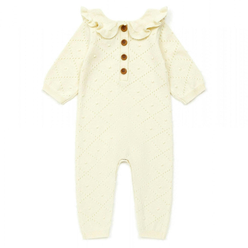 BONTON Ruffle Collar Knit Jumpsuit