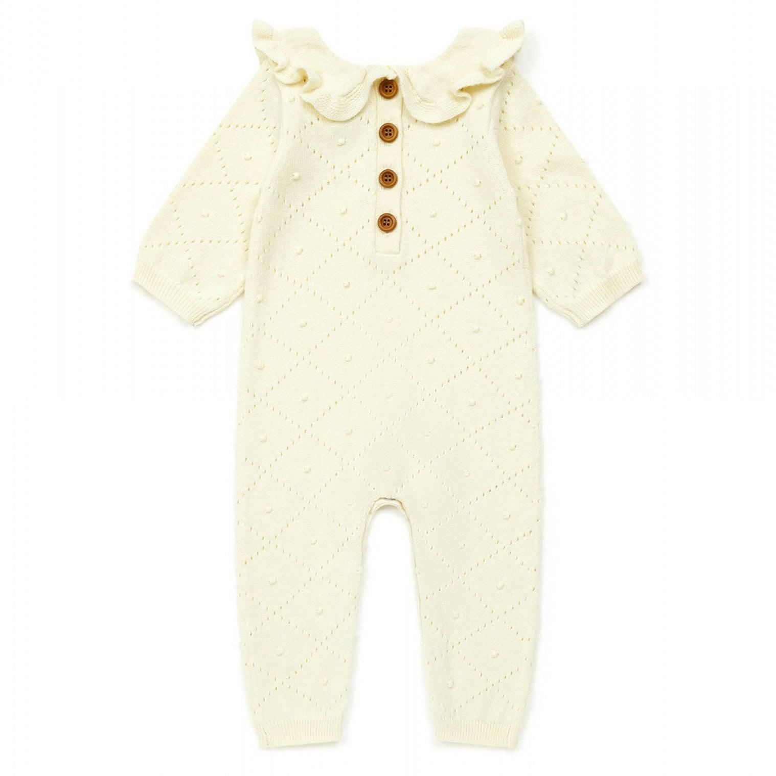 BONTON Ruffle Collar Knit Jumpsuit