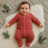 Ribbed Velour Footie