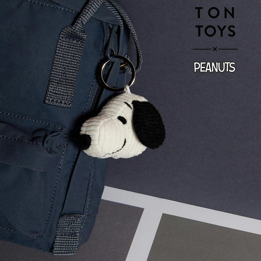 Keychain Plush PEANUTS SNOOPY HEAD Corduroy Cream 2"