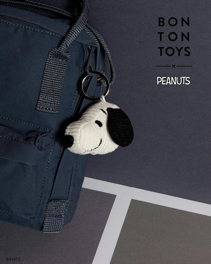 Keychain Plush PEANUTS SNOOPY HEAD Corduroy Cream 2"