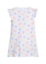 Printed Angel Sleeve Dress - Sea Shells