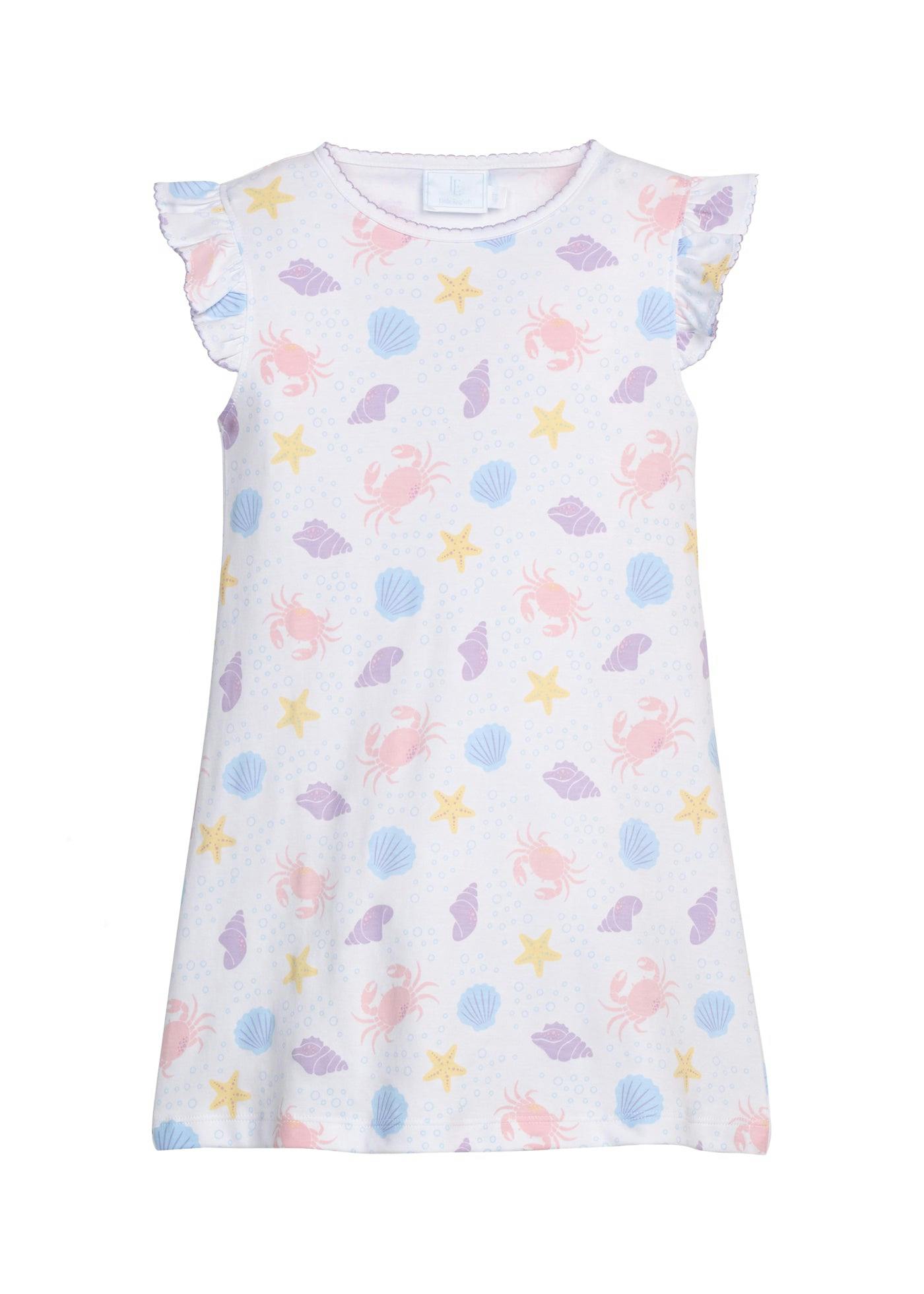 Printed Angel Sleeve Dress - Sea Shells