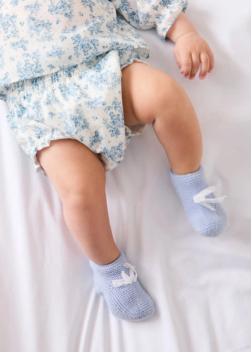 Audrey Toile Elasticated Waist Bloomers in Blue (1mth-12mths)