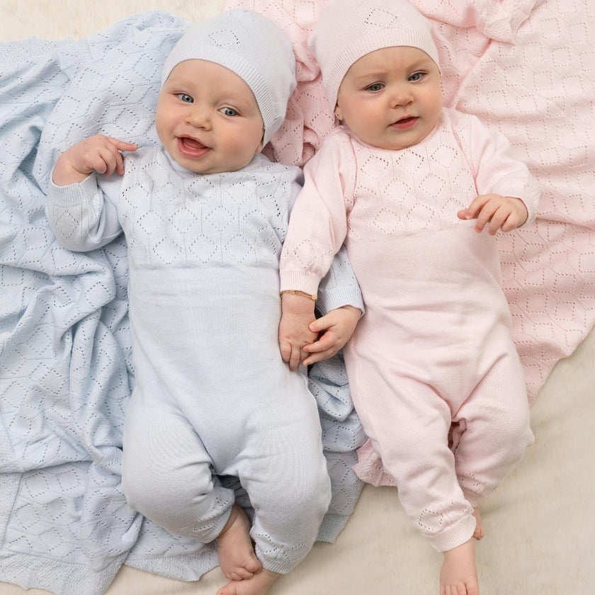 Lux Pointelle Knit Romper w/Hat