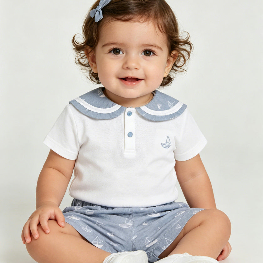 Blue Sailboat Collar Set