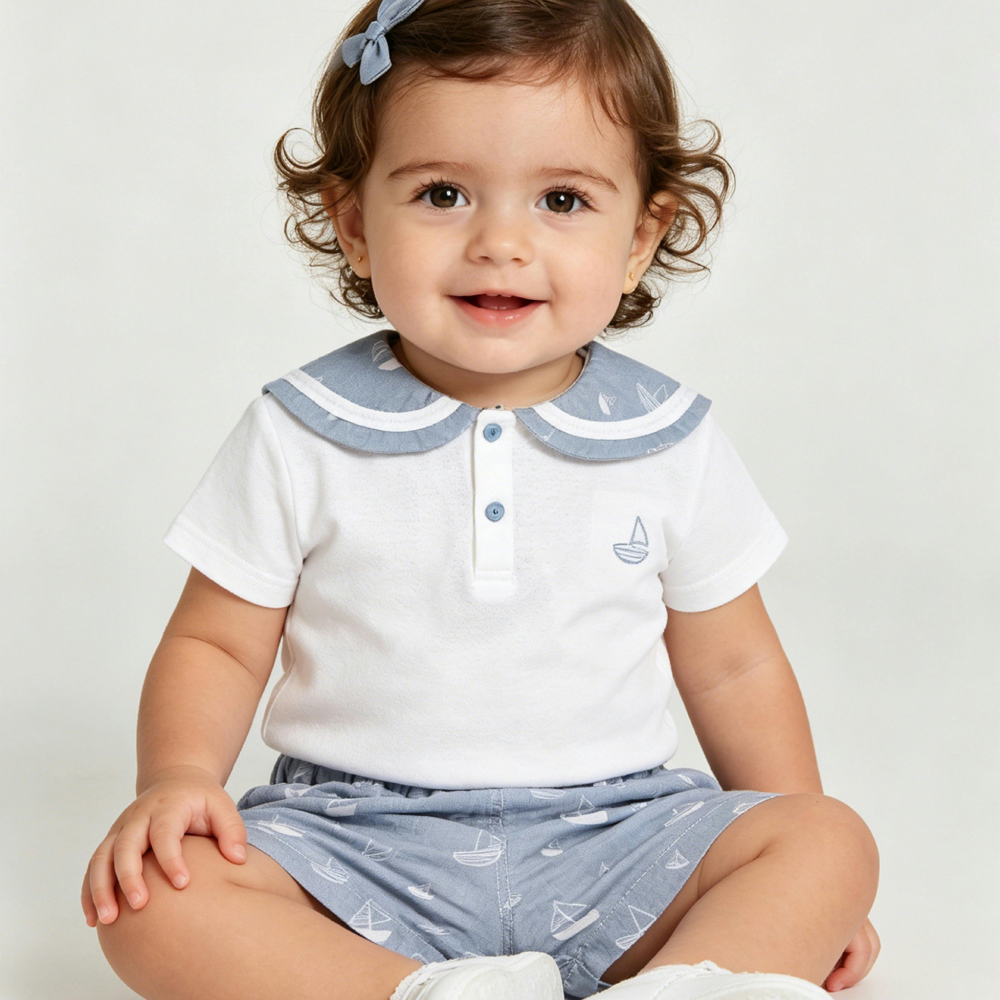 Blue Sailboat Collar Set