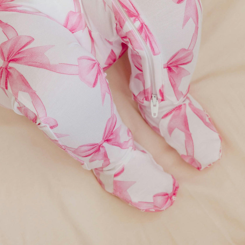 Bamboo Zip-Up Footie Pajama - Bow My Gosh