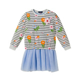 Girls Sweatshirt & Tulle Dress Set | Floral Stripe