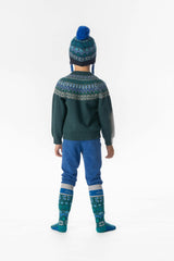 Knit Sweater With Nordic Jacquard Dark Green