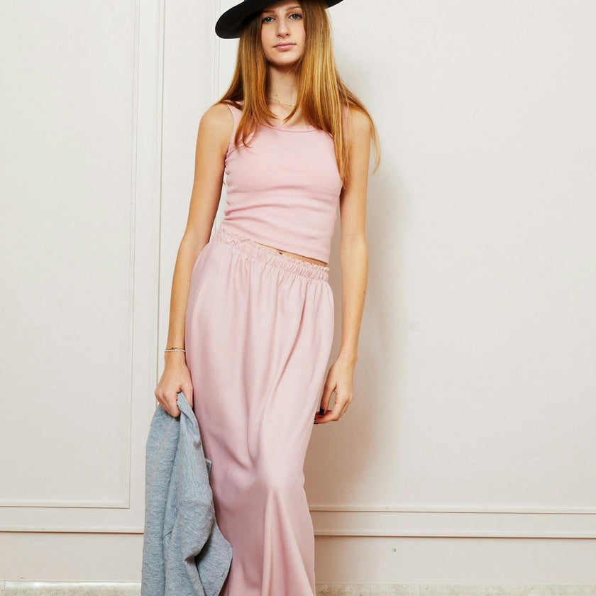 Joey Ballet Pink Satin Maxi