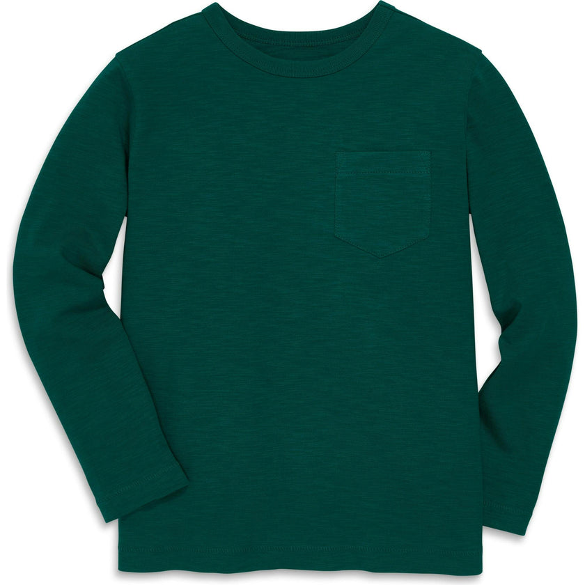 Kids long sleeve slub pocket tee
