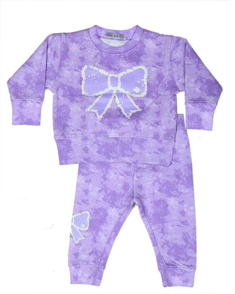 Toddler Tie Dye Bow Set - Lilac