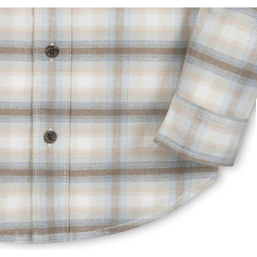 Organic Long Sleeve Flannel Button Down Shirt, Beige