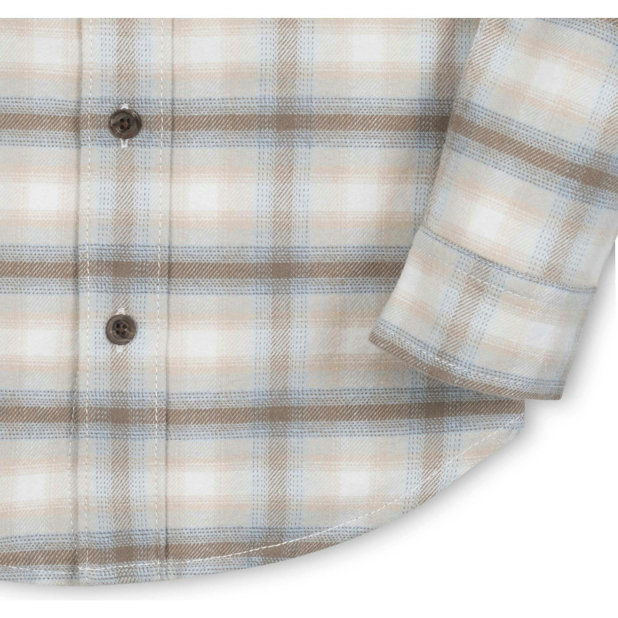 Organic Long Sleeve Flannel Button Down Shirt, Beige