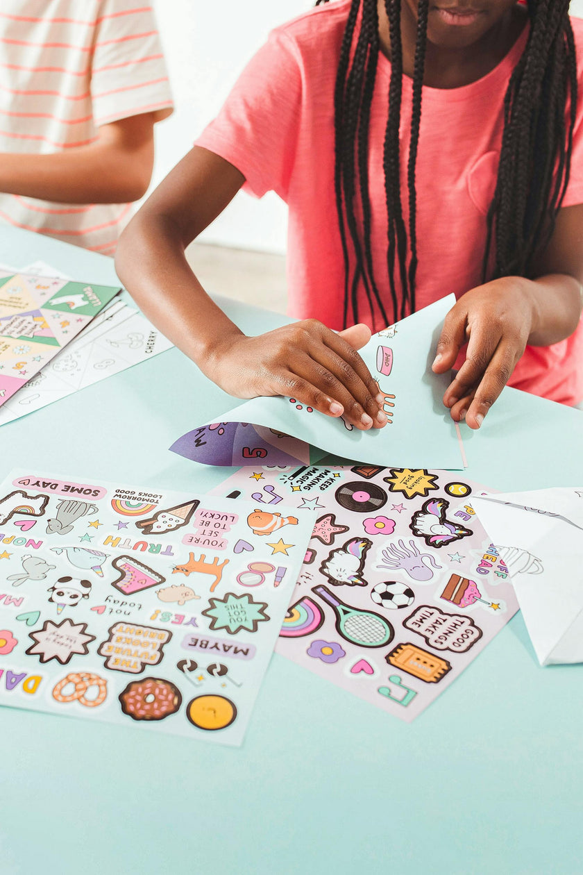 DIY Fortune Tellers Activity Kit - 24 Designs - 2 Sticker Sheets
