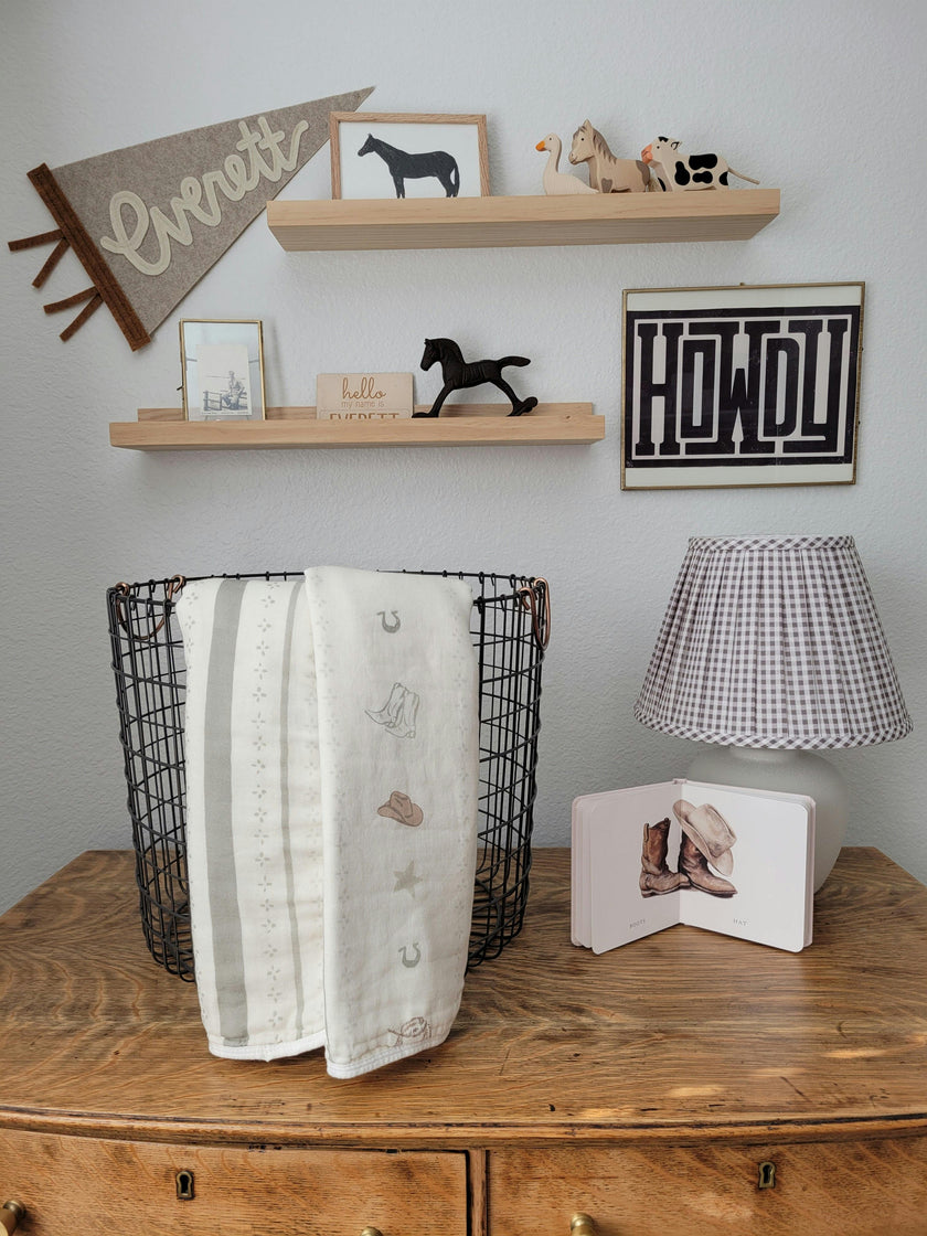 Vintage Country-Cowboy QUILTED 6 Layer Gauze Blanket