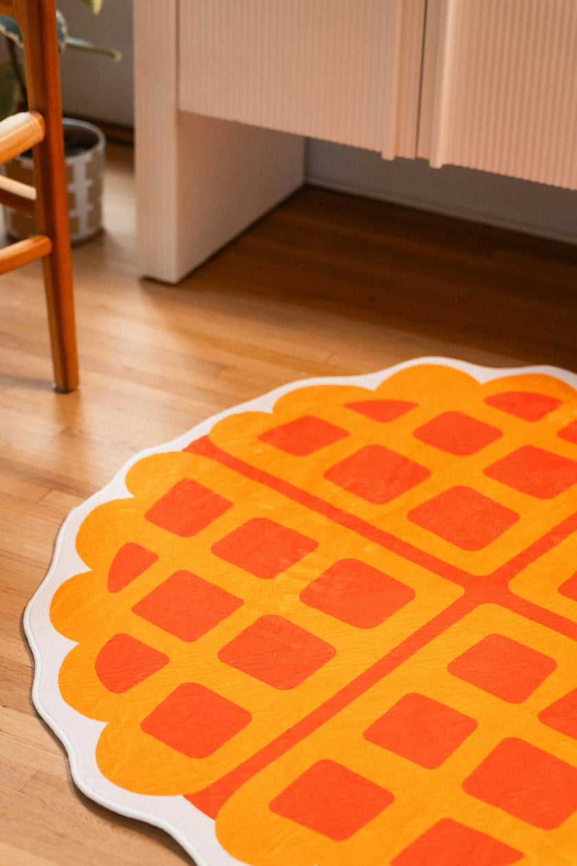 Yellow Irregular Waffle Rug by Becca Franks