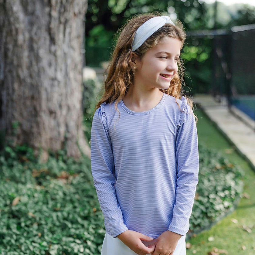 Mia Girls' Longsleeve Performance Top by LH Sport Purple Stripes