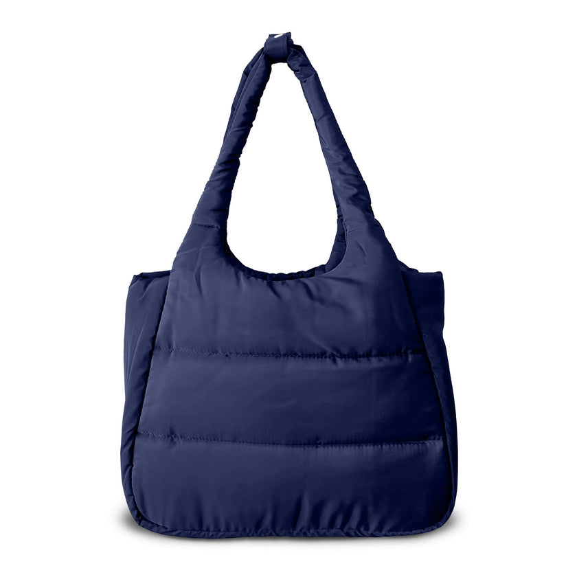 The Astra Puffy Tote with Removable Crossbody Strap in Navy