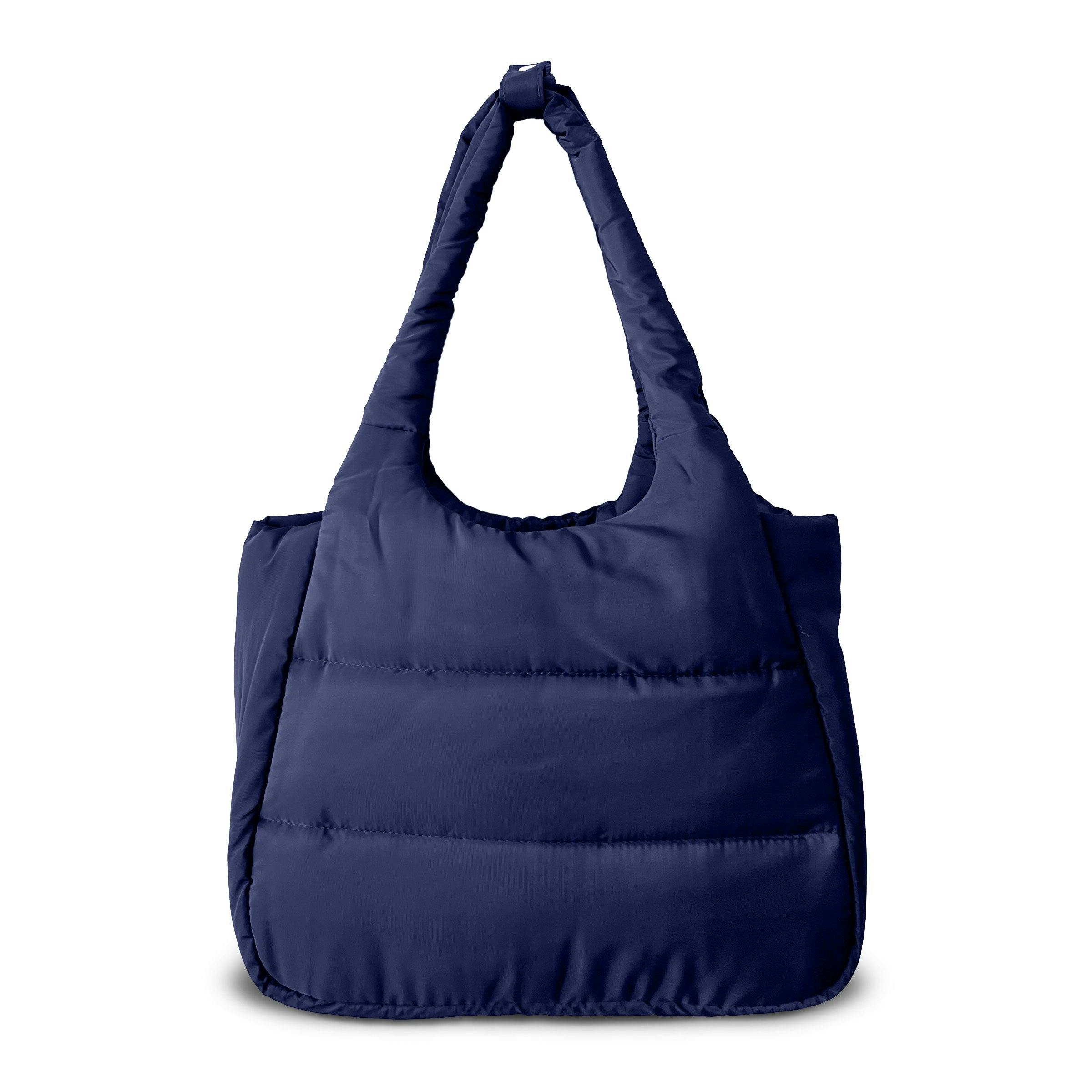 The Astra Puffy Tote with Removable Crossbody Strap in Navy