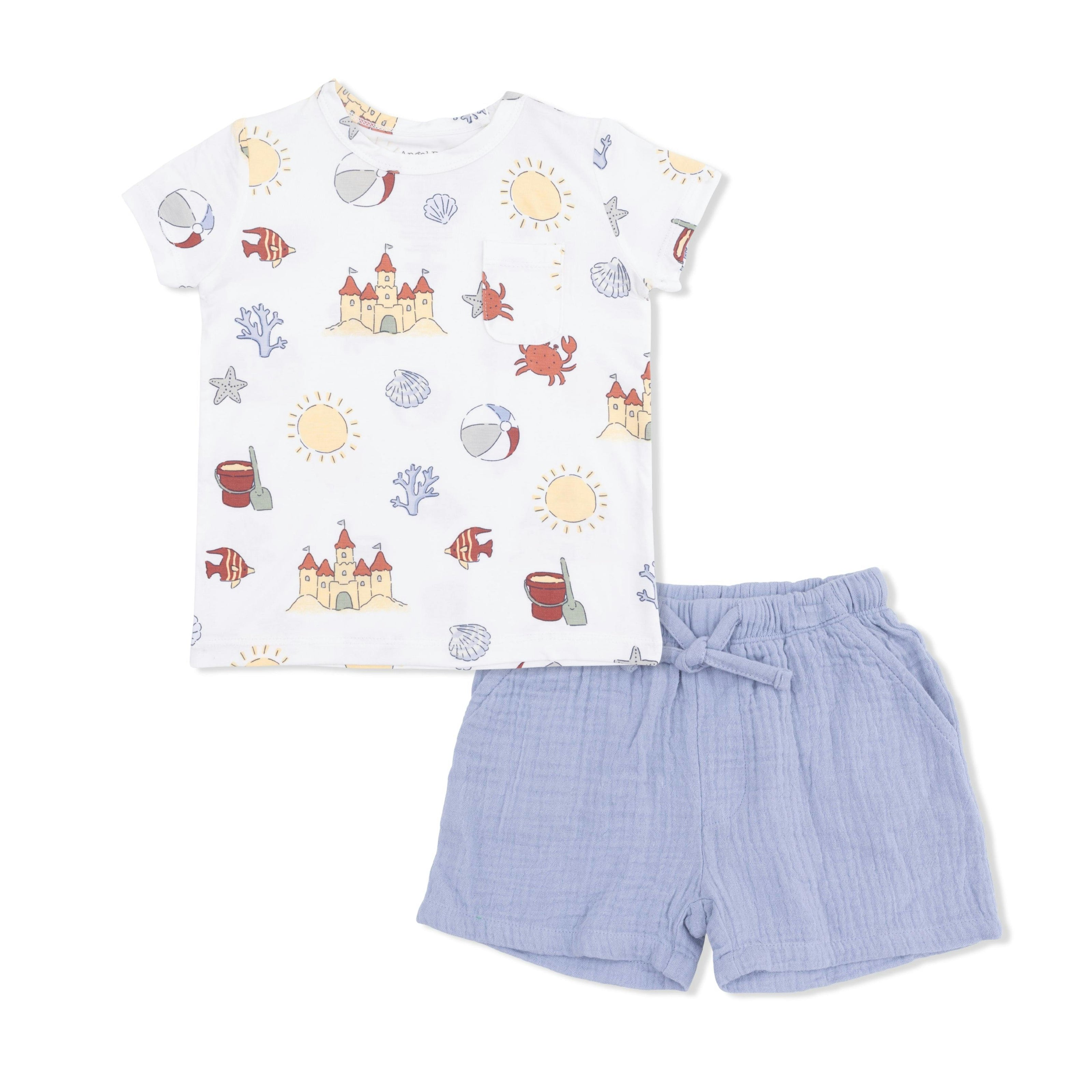 Sunny Sandcastles - Crew Neck Tee with Casual Short