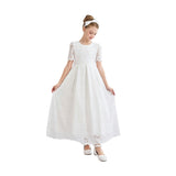 White Belciana Short Sleeve Lace Dress