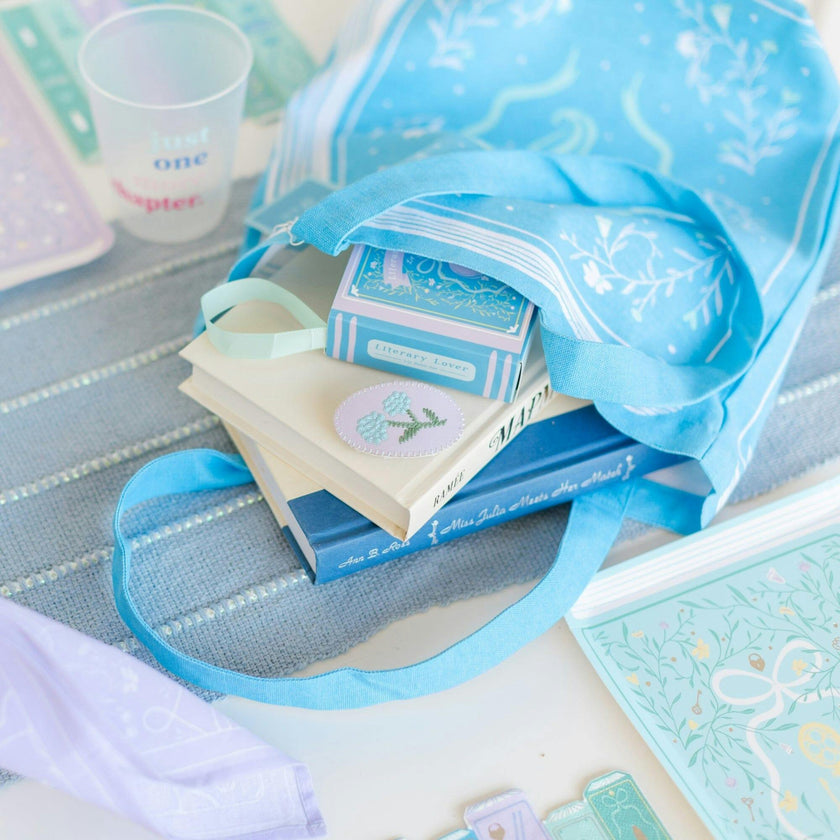 Silhouette Book Themed Canvas Tote Bag