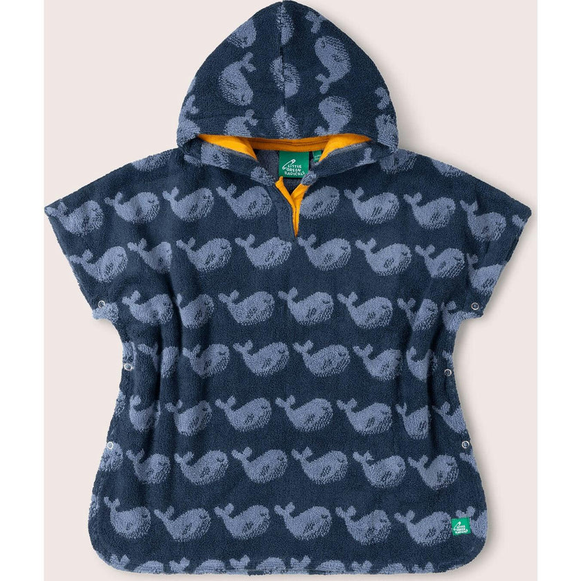 Singing Whales Baby Towel Poncho, Blue