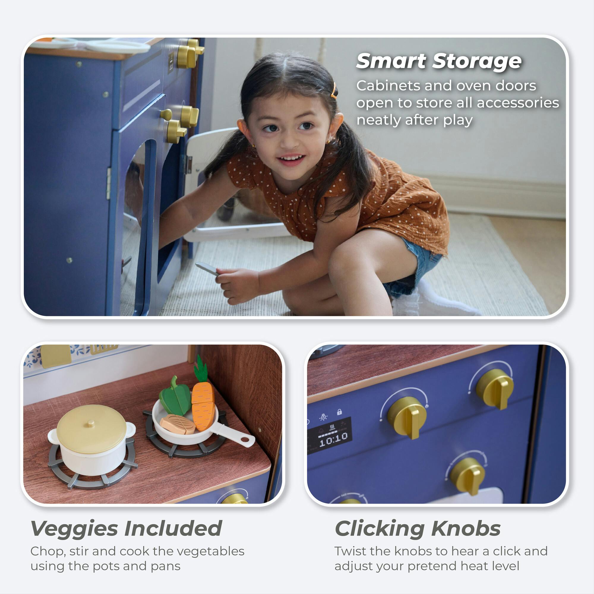 Teamson Kids Little Chef Normandy Wooden Play Kitchen With 14 Accessories