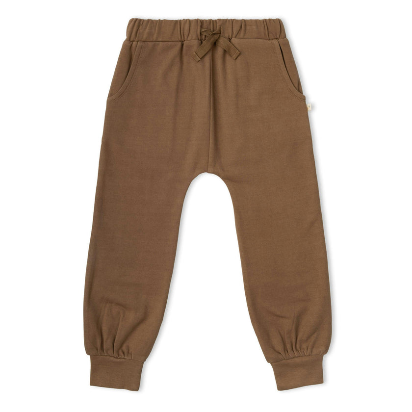 Organic Fleece Jogger Pants - Brown