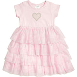 Pearl Heart Tiered Short Sleeve Tutu Dress