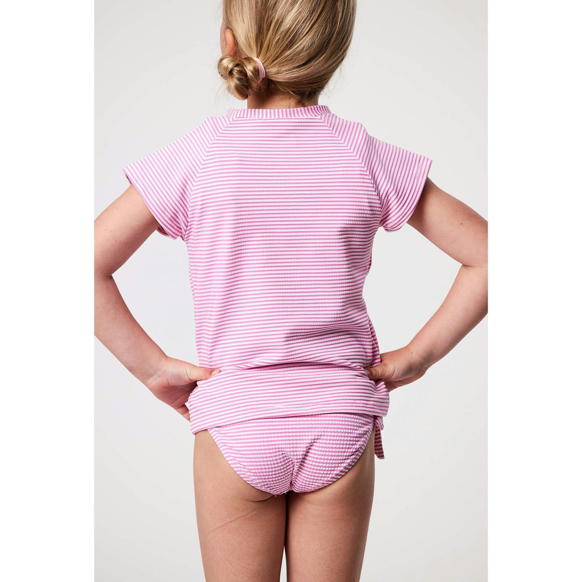 Raspberry Stripe  SS Rash Top