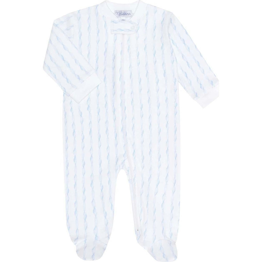 Blue Twirls Zipper Footie